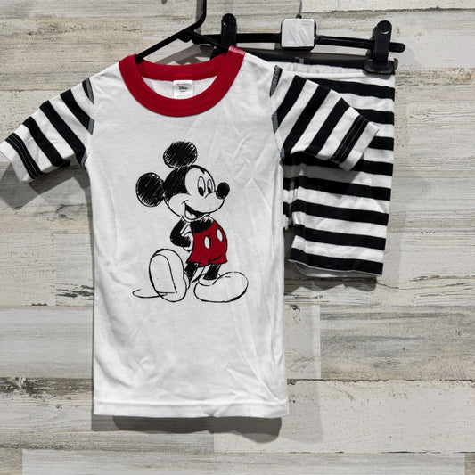 Hanna Andersson Disney Mickey Mouse Pajama Set 6-7 White Striped Organic Cotton0