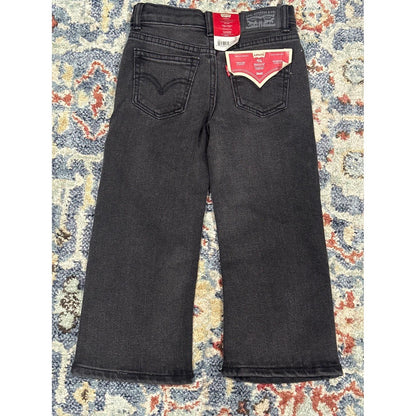 Levi's '94 Baggy Jeans Girls Size 4 Black Straight Leg Adjustable Waist NWT2
