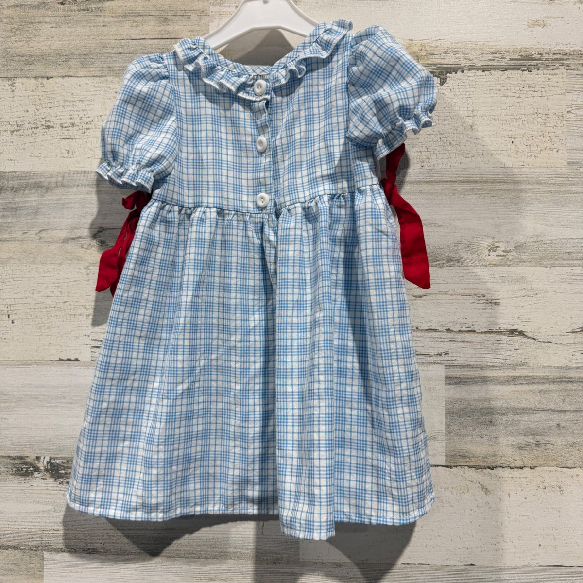 Rylee Faith Designs Apple Smocked Dress Girls 2 Blue Gingham Cotton Preppy EUC2
