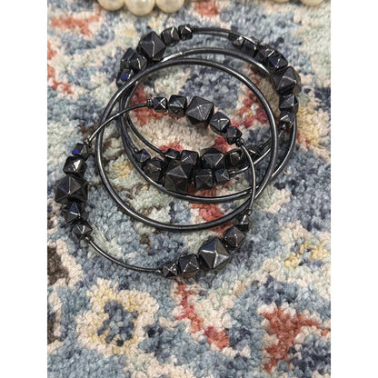 Bracelet Bundle Women Black White Pearl Crystal Beaded Goth EUC6