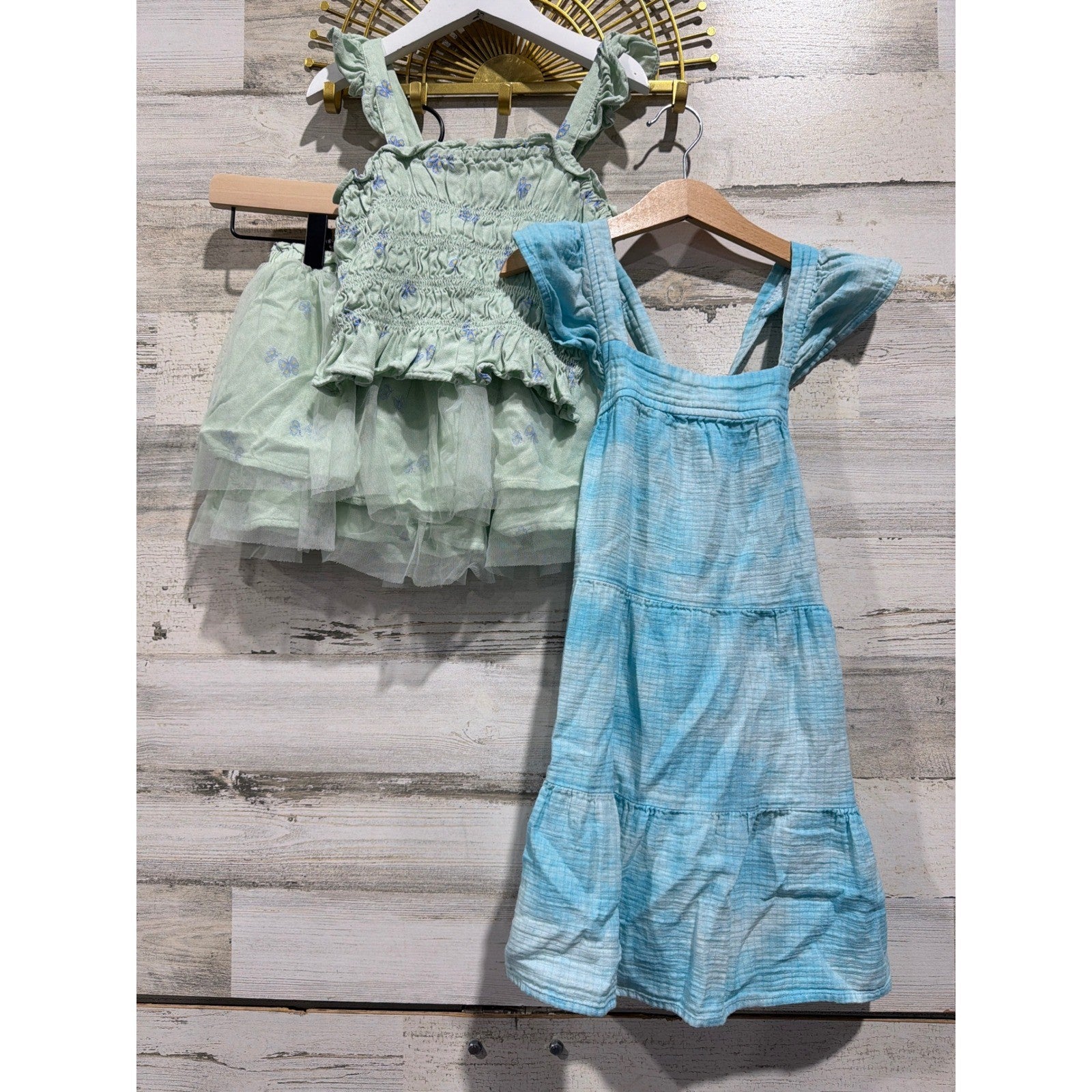 Old Navy Cat & Jack Clothing Lot Girls 4T 5 Blue Green Floral Tie Dye Boho EUC0