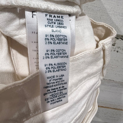 Frame Le High Skinny Jeans Women 24 Blanc White Cotton Blend Designer Flawed*7