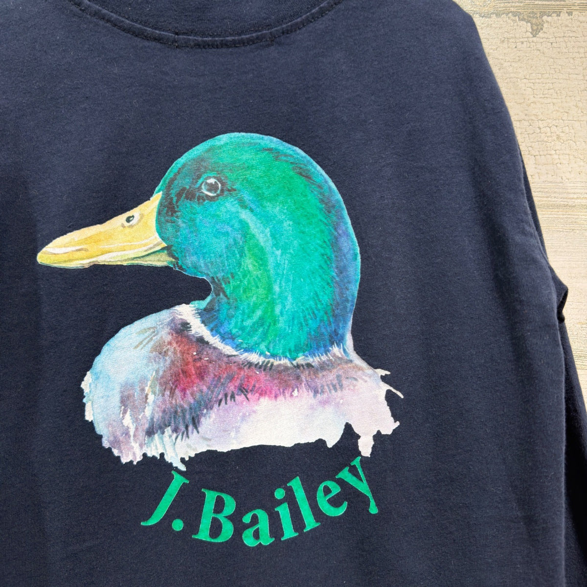 J. Bailey Graphic Tee Kids Size 6 Navy Blue Mallard Duck Preppy EUC4