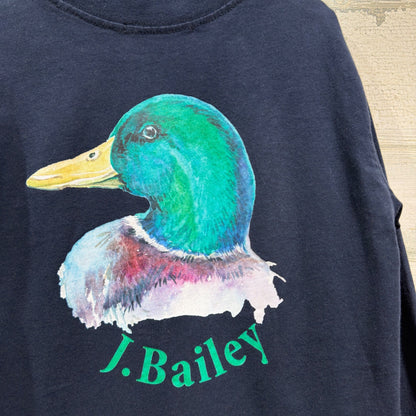 J. Bailey Graphic Tee Kids Size 6 Navy Blue Mallard Duck Preppy EUC4