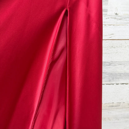 B. Darlin Gown Women 11/12 Red Satin V-Neck High Slit Formal Prom2