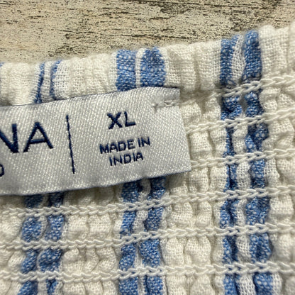 Arizona Jean Co Tiered Dress Women XL Blue White Striped Cotton Boho EUC3