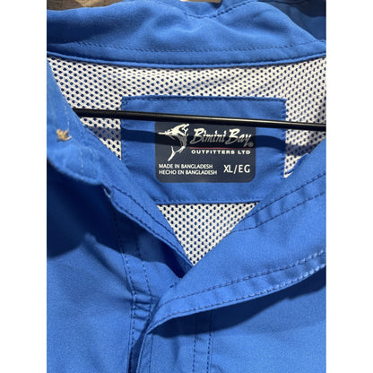Bimini Bay Button Up Shirt Men XL Blue Fishing Performance Gorpcore EUC2