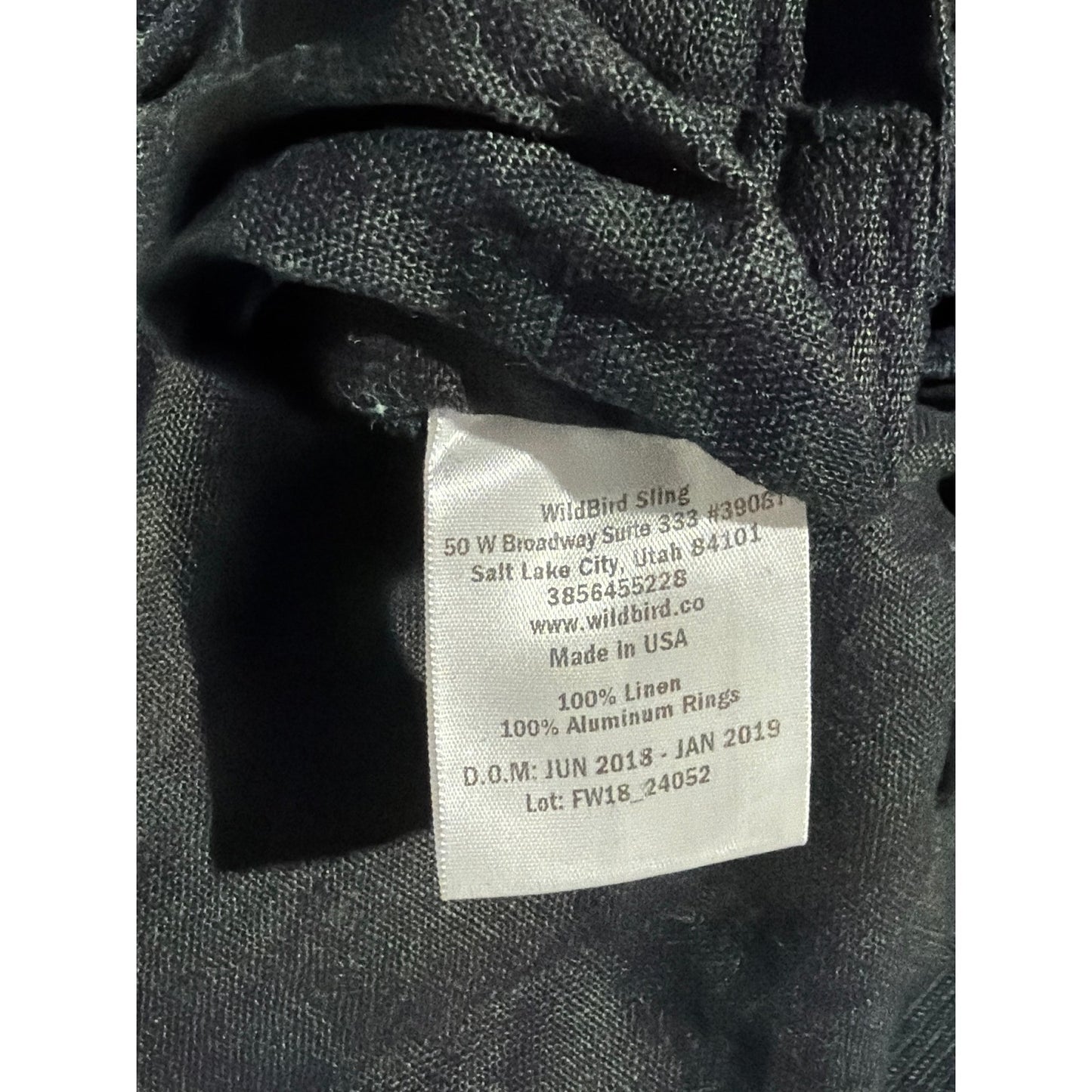 Wildbird Ring Sling Baby Carrier Kids Black Linen Gold Ring Boho EUC4