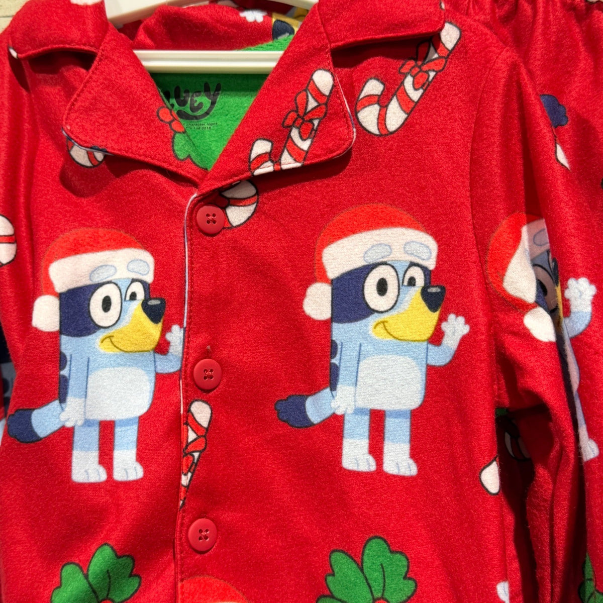 Bluey Pajama Set Kids 3T Red Christmas Holiday Fleece NWT1