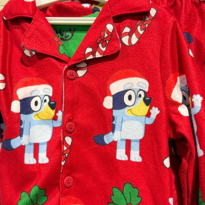 Bluey Pajama Set Kids 3T Red Christmas Holiday Fleece NWT1
