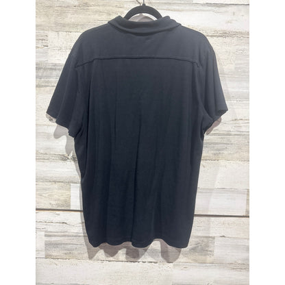 Michael Kors Polo Shirt Men XL Black Pocket Jersey Knit Classic Luxury EUC2