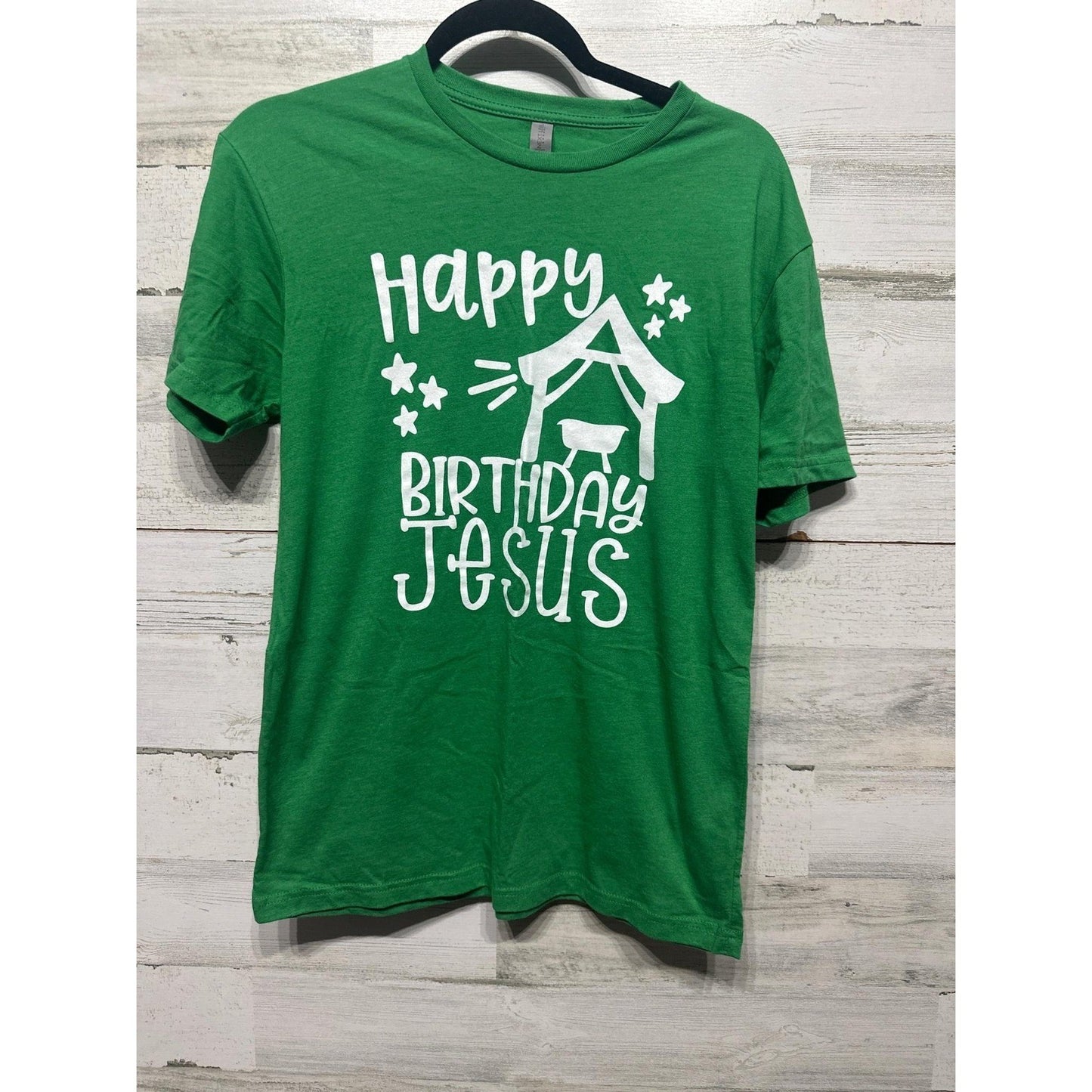 Next Level Graphic Tee Women S Green Happy Birthday Jesus Christmas EUC0