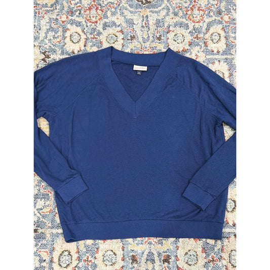 Universal Thread Sweatshirt Women Soft XL Blue V-Neck Raglan Soft Athleisure EUC0