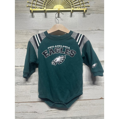 NFL Philadelphia Eagles Bodysuit Kids 18m Green Waffle Knit Long Sleeve EUC0