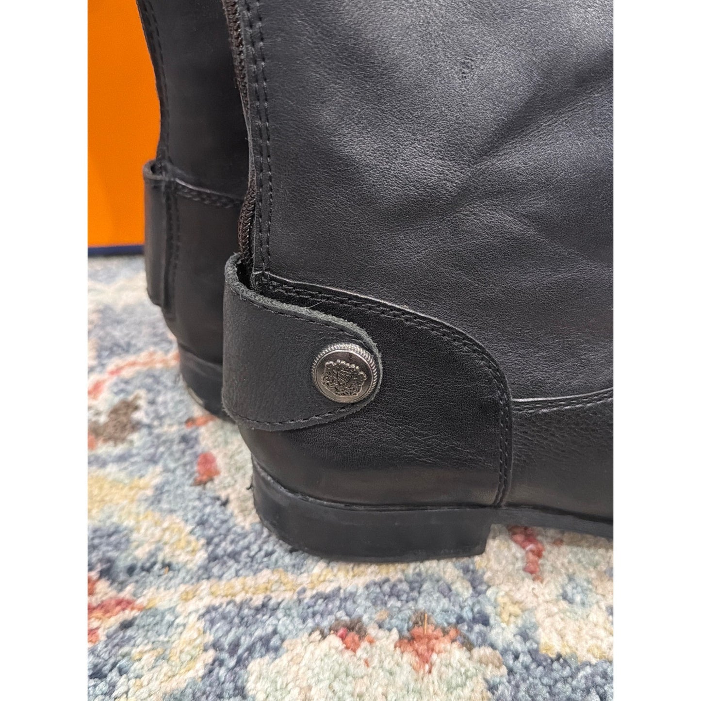 Arturo Chiang Riding Boots Women 8MW Black Leather Wide Calf Classic *Flawed9