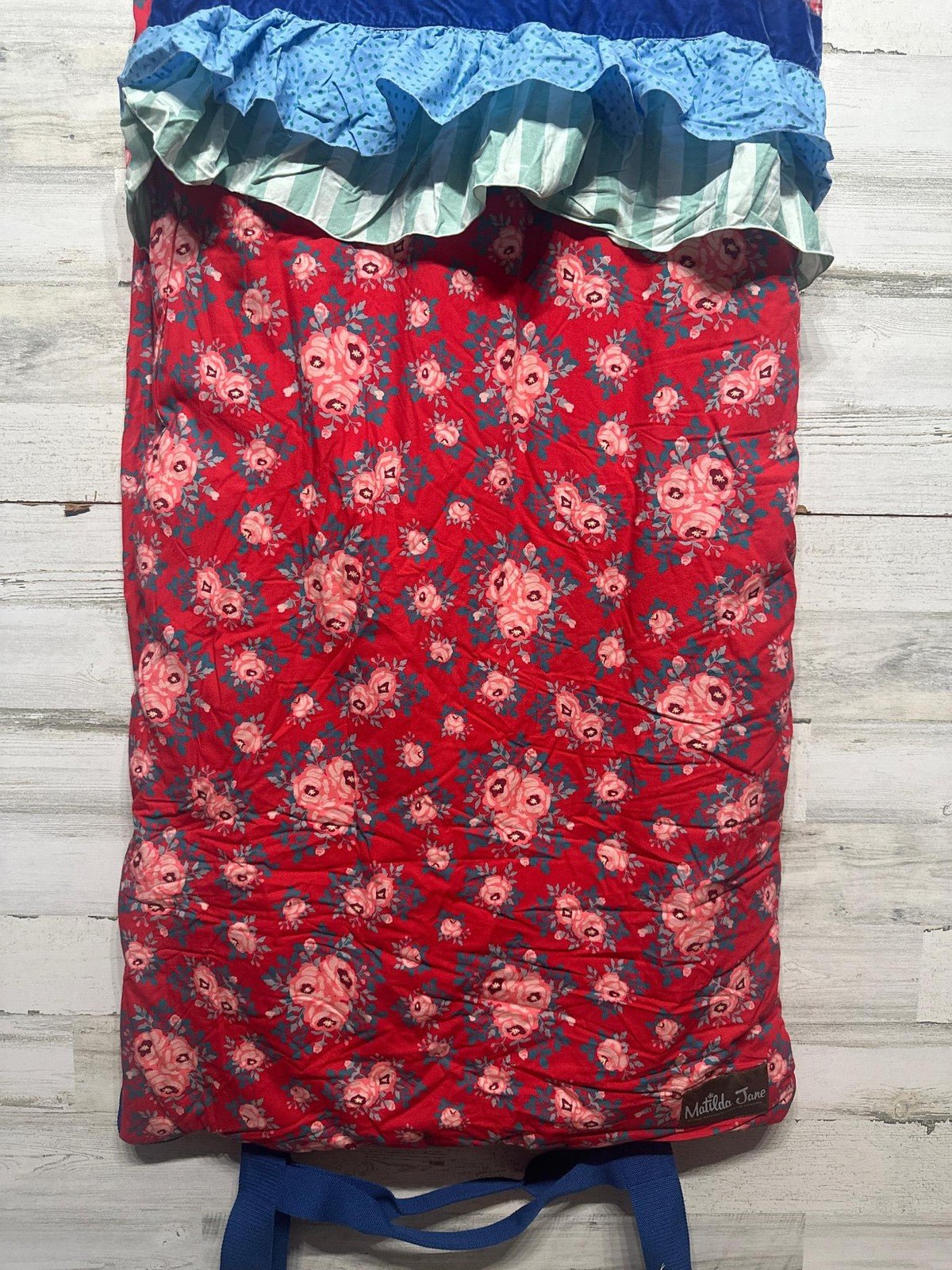Matilda Jane Sleeping Bag Kids Red Blue Floral Plaid Ruffle EUC2