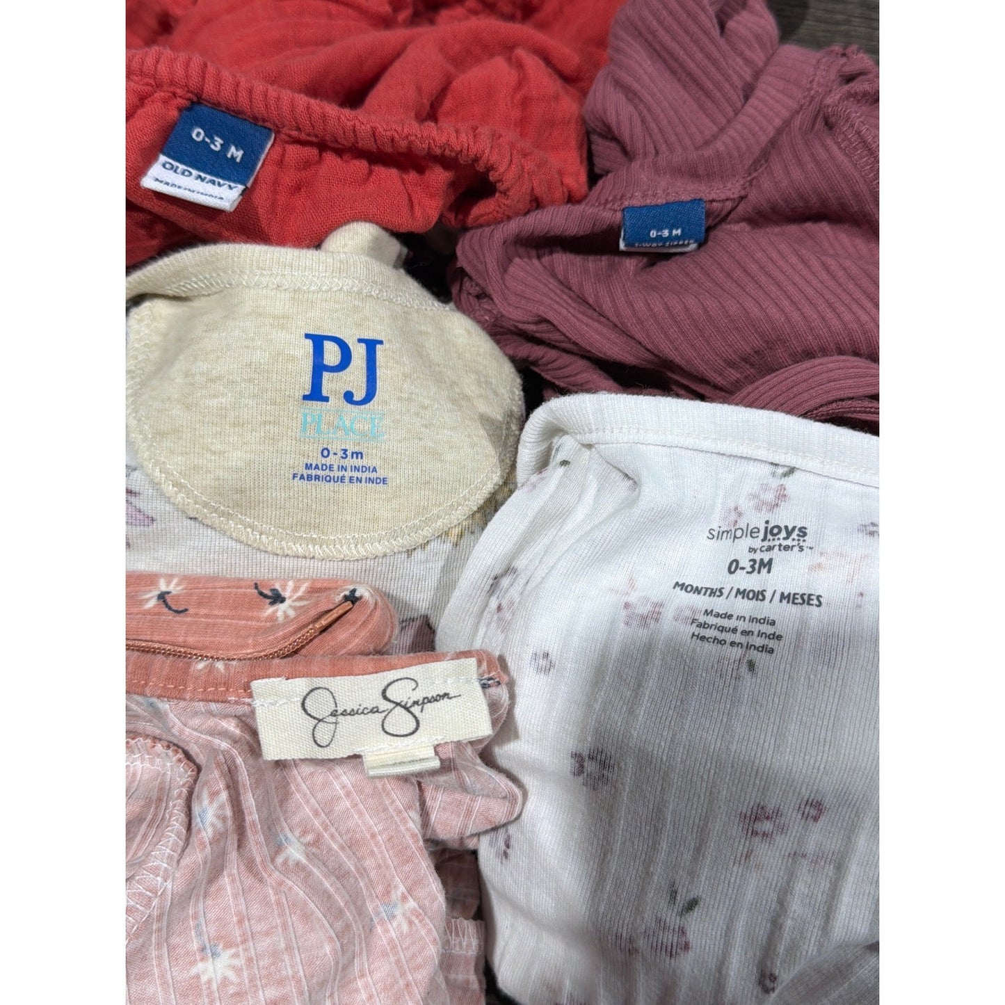 Simple Joys PJ Place Old Navy Baby Girl 0-3M Bundle Sleepers Top Ribbed Floral6