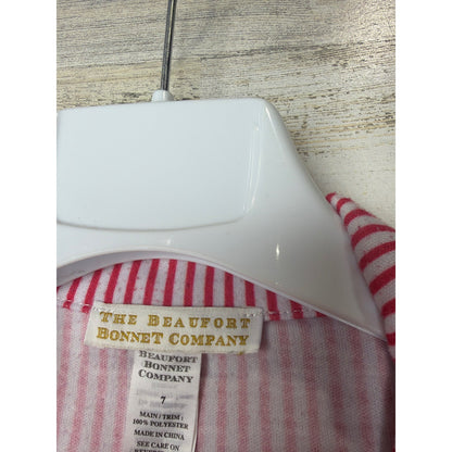 Beaufort Bonnet Company Pajama Set Boys 7 Red Stripe Preppy Sleepwear *Flawed2