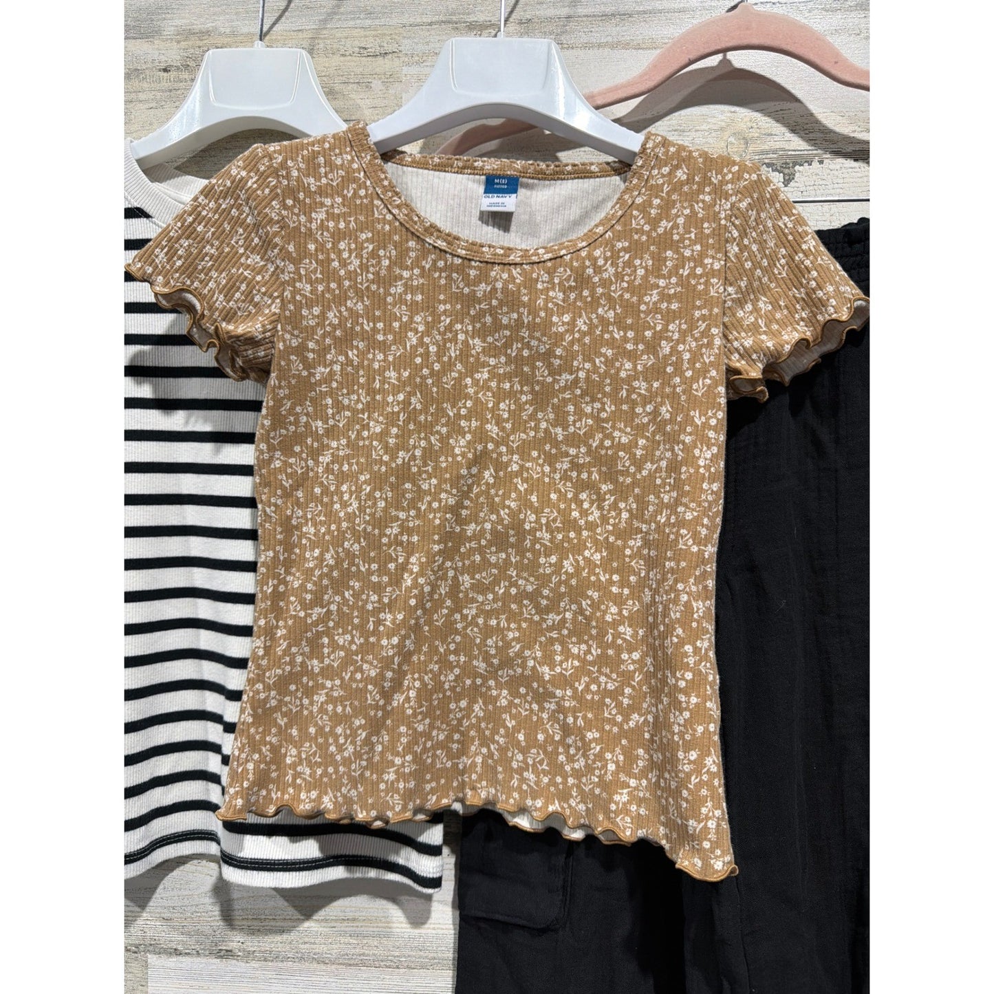 Old Navy Cat & Jack Outfit Set Girls Medium Brown Floral Wide Leg Cargo Pants2