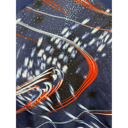 Capezio Future Star Leotard Girls Small Blue Galaxy Print Long Sleeve EUC1