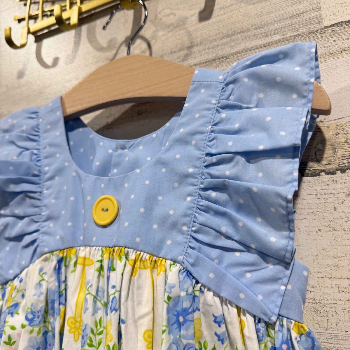 Eleanor Rose Lacey Dress Girls 3-4 Blue White Floral Cross Cotton Blend Boutique3