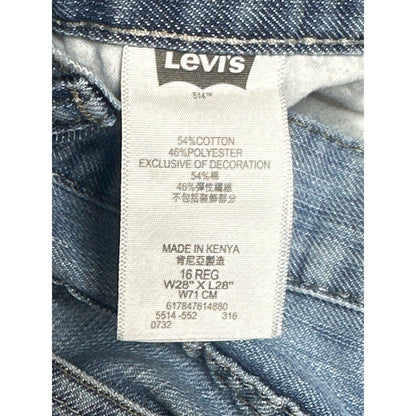 Levi's 514 Straight Jeans Boys 16 Regular Blue Medium Wash Denim EUC4