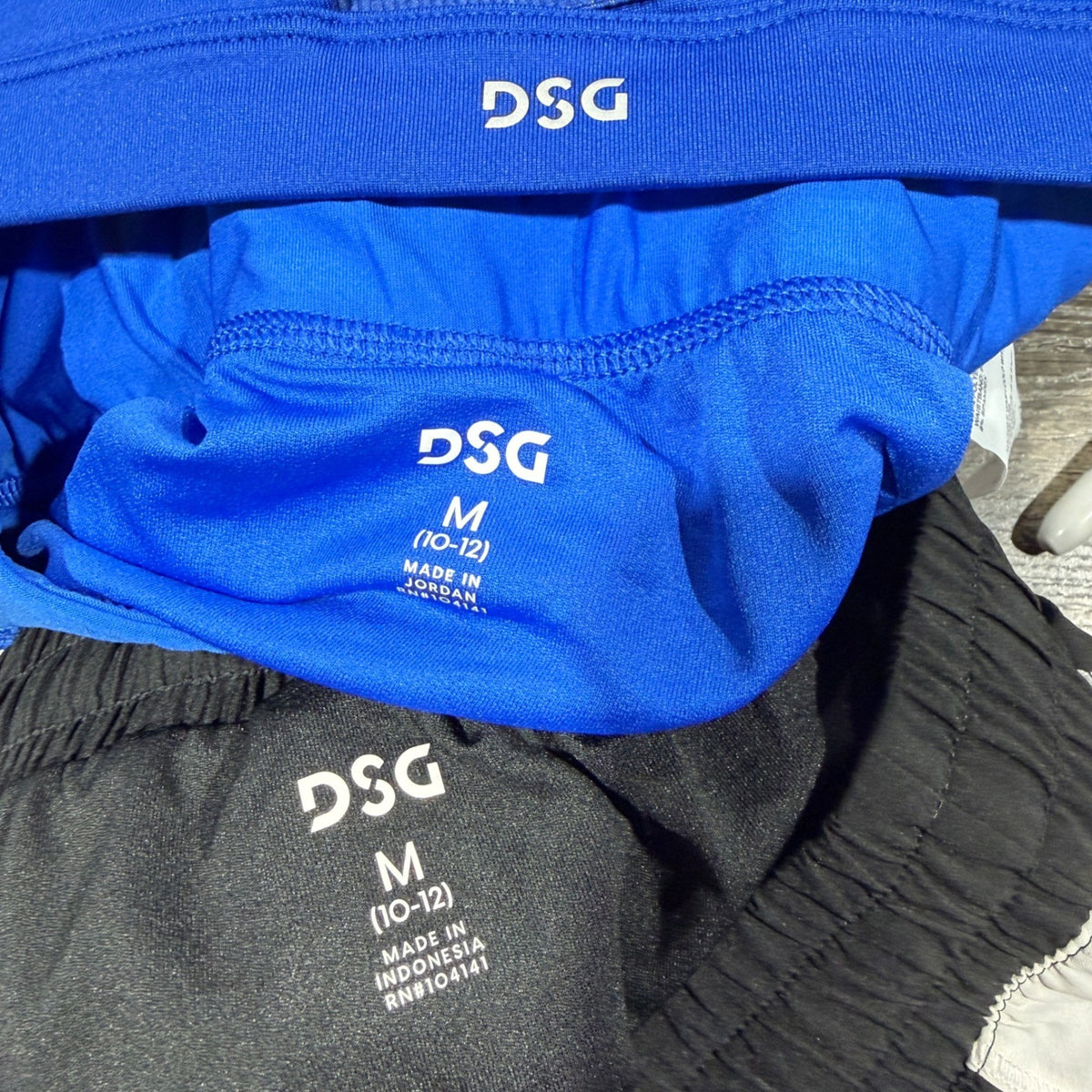 DSG Activewear Lot Shorts Sports Bra Girls M Blue Black Polyester Sporty EUC6