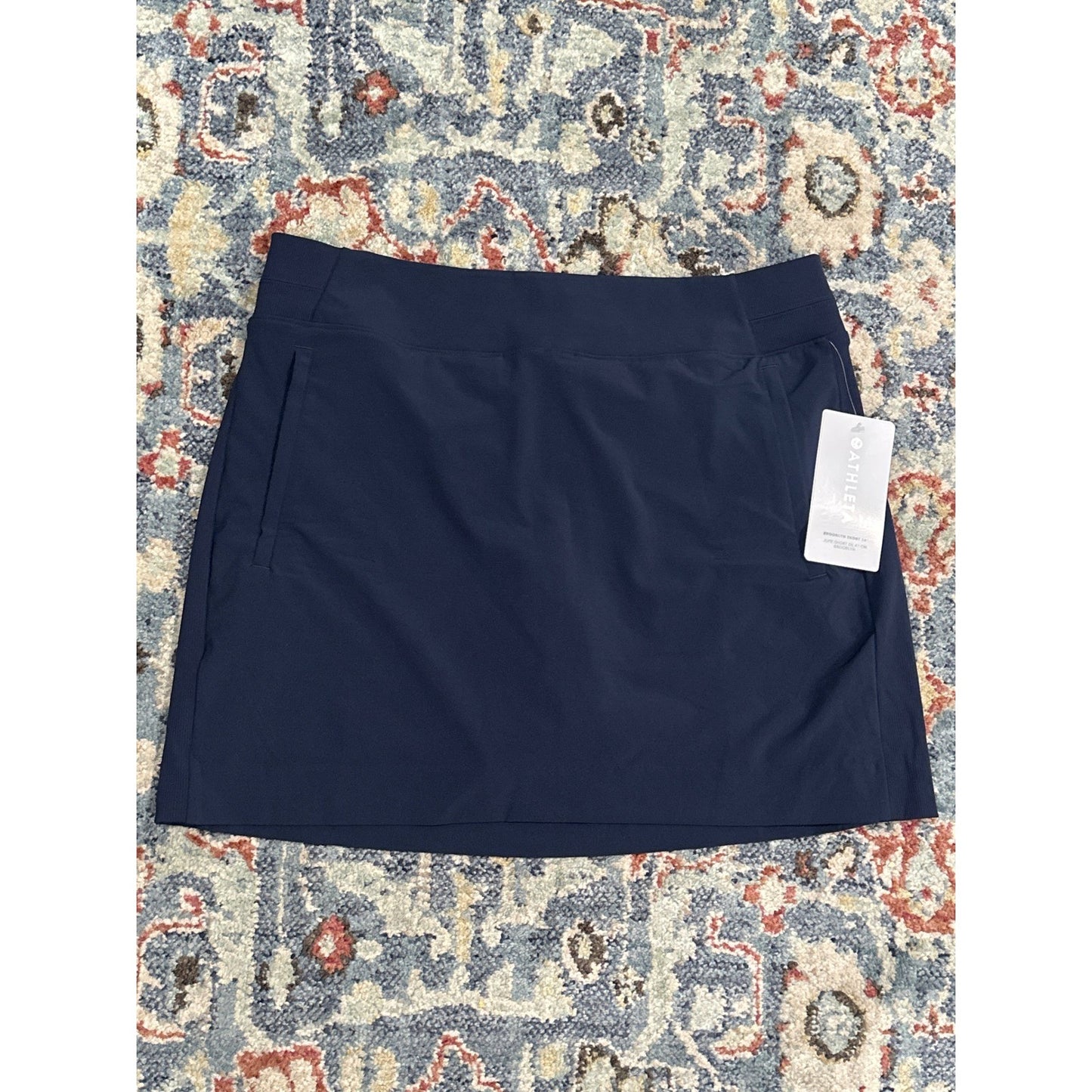 Athleta Brooklyn Skort Women 14 Navy Blue Active Travel Golf Mini Skirt NWT0