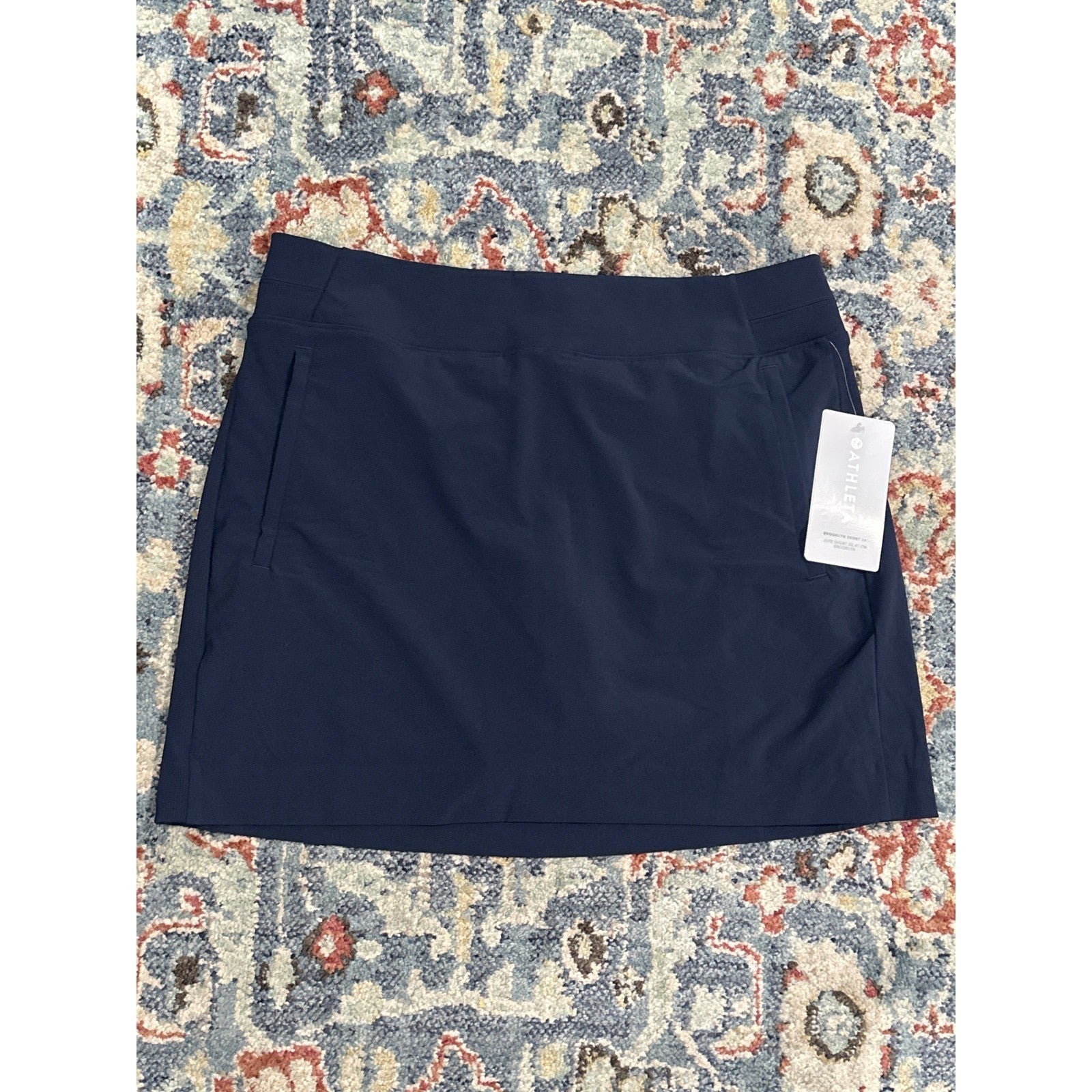 Athleta Brooklyn Skort Women 14 Navy Blue Active Travel Golf Mini Skirt NWT0