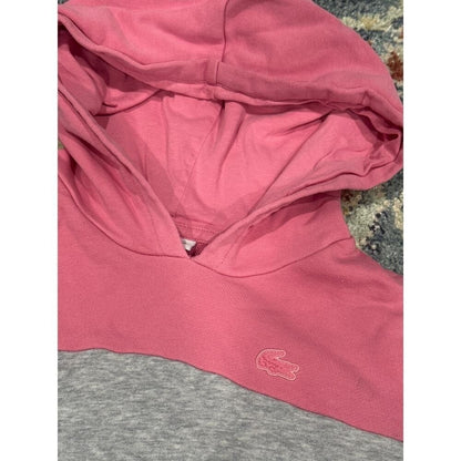 Lacoste Hoodie Dress Girls 10 Pink Grey Colorblock Short Sleeve EUC1