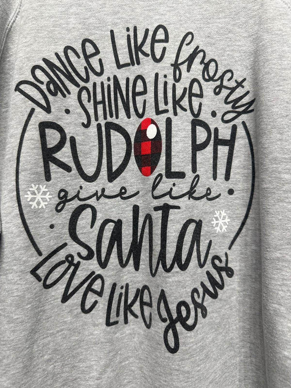 Love in Faith Sweatshirt Women Small Gray Christmas Graphic Raglan EUC1