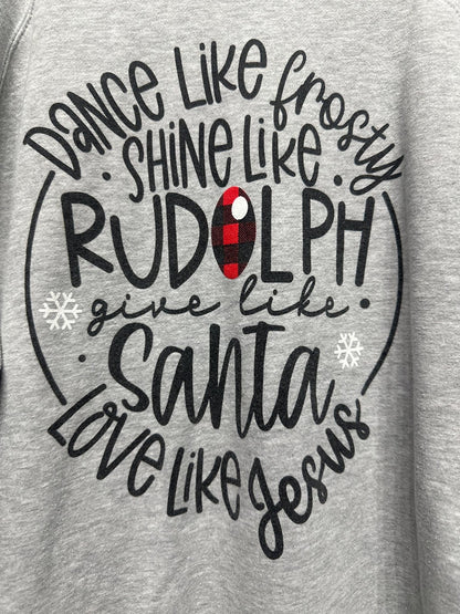 Love in Faith Sweatshirt Women Small Gray Christmas Graphic Raglan EUC1