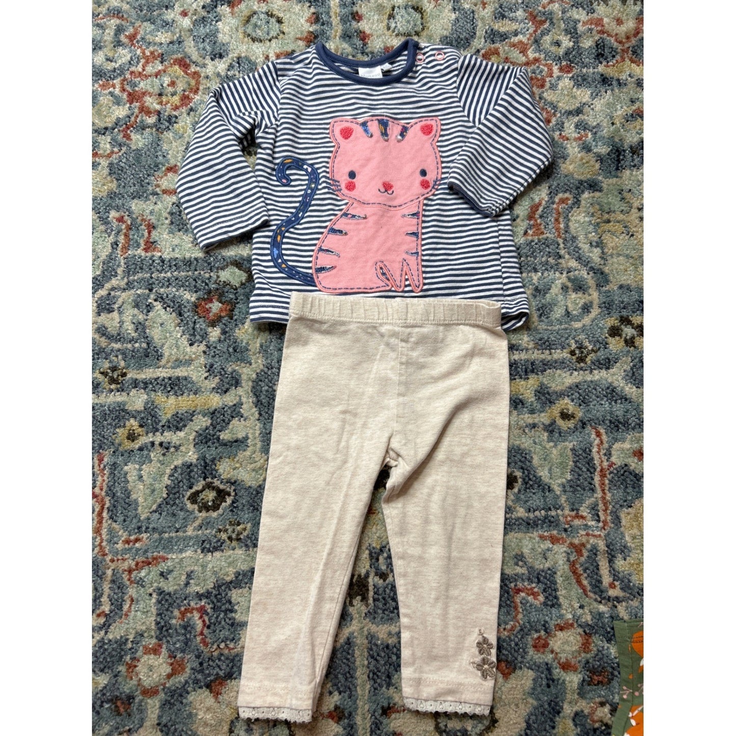 Feather Baby Nannette M&S Blue Zoo Girls 6-9M Blue Pink Floral Animal Bundle4