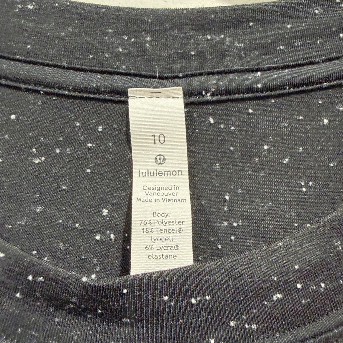 Lululemon All Yours Tank Top Women 10 Black Speckled Relaxed Athleisure EUC1