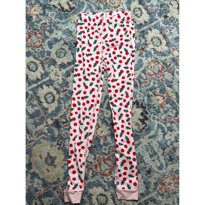 Hanna Andersson PJ Set Girls Size 6-7 Top / Size 8 Pants Holly Berry Soft EUC4