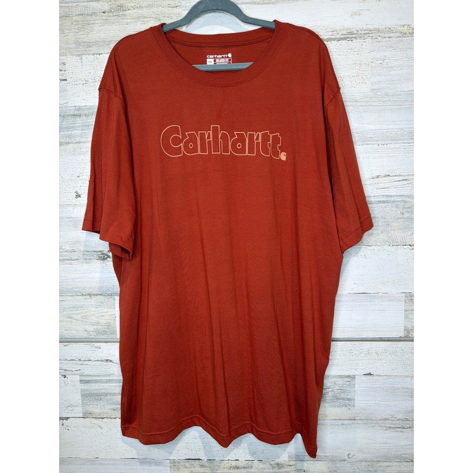 Carhartt Graphic T-Shirt Men 2XL Orange Relaxed Fit Logo Workwear EUC0