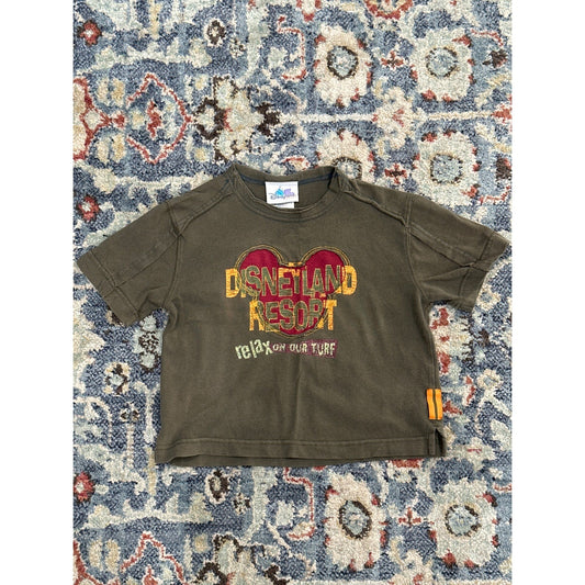 VTG Disneyland Resort Graphic Tee Kids XS Olive Green Mickey Mouse GUC0