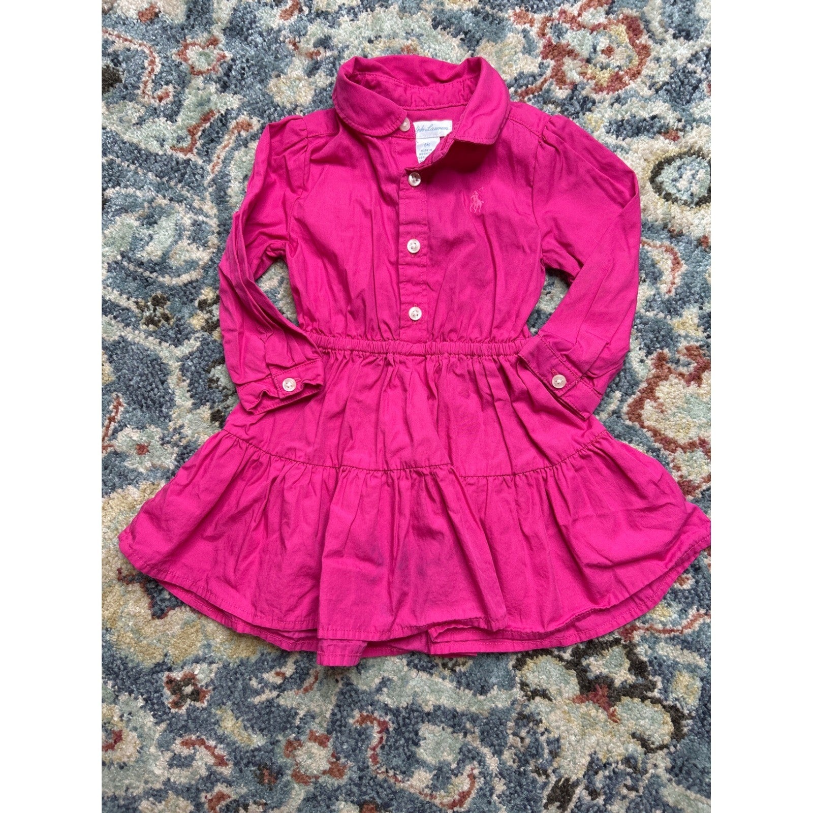 Ralph Lauren Simply Southern Dresses Girls 6M 6-12M Pink Blue Tropical EUC2