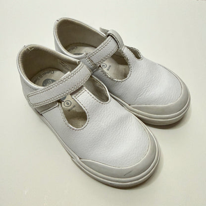 Footmates Drew T-Strap Girls Size 8 White Leather Classic School GUC0