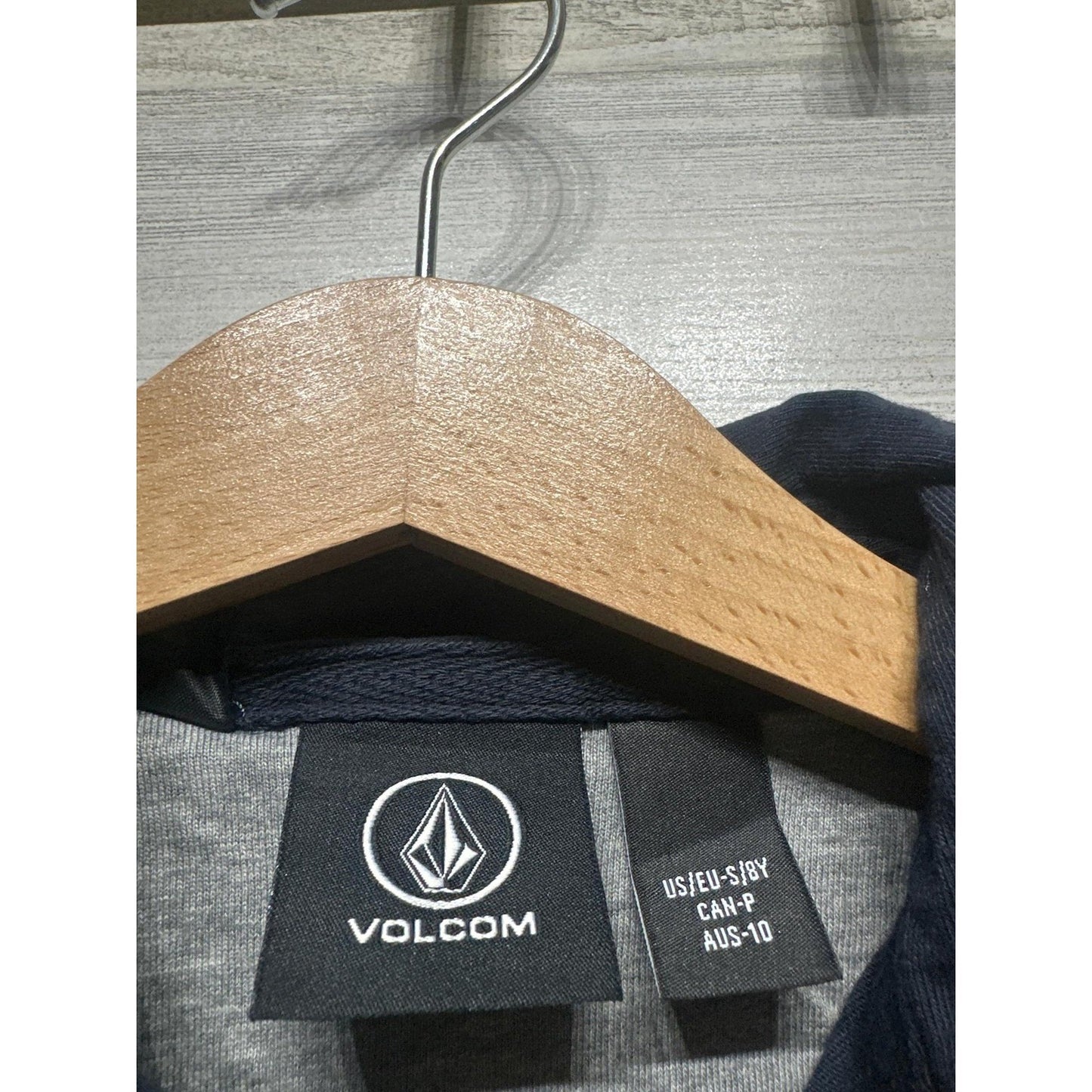 Volcom Polo Shirt Boys Size 8 Navy Blue Short Sleeve Skater EUC1