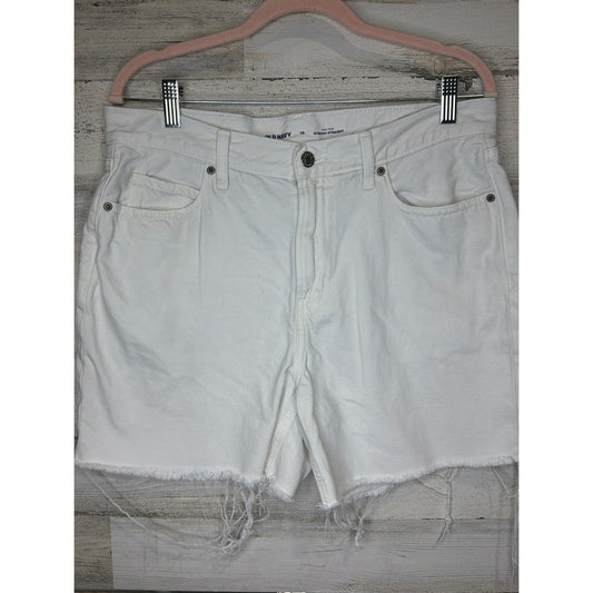 Old Navy Denim Shorts Women Size 10 White High-Rise Slouchy Straight Coastal GUC0