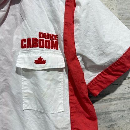 Disney Duke Caboom Bowling Shirt Mens M White Red Cotton Toy Story 4 Flawed*1
