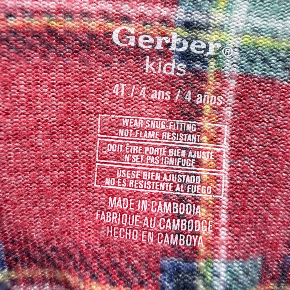 Gerber Pajama Set Kids 4T Red Plaid Holiday Snug Fit EUC1