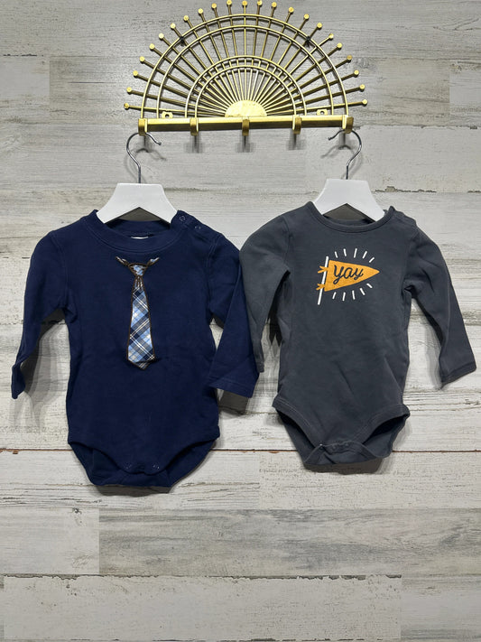 Gymboree Bodysuits Baby Boys 12-18m Navy Grey Plaid Tie Yay 2-Pack0