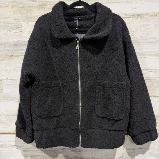 Hyfve Sherpa Jacket Women Large Black Polyester Teddy Fleece Casual EUC0