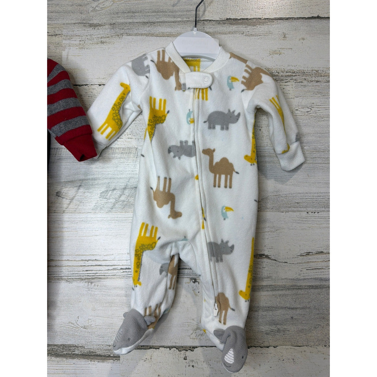 Carter's Fleece Sleepers Bundle Boys Newborn Multi Reindeer Safari Cozy3