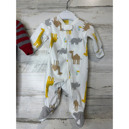 Carter's Fleece Sleepers Bundle Boys Newborn Multi Reindeer Safari Cozy3