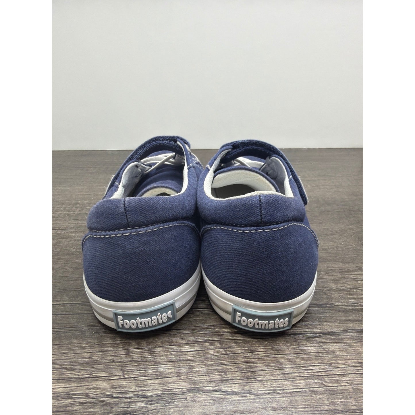 Footmates Canvas Sneakers Kids Size 1 Navy Blue Hook Loop Classic *Flawed3