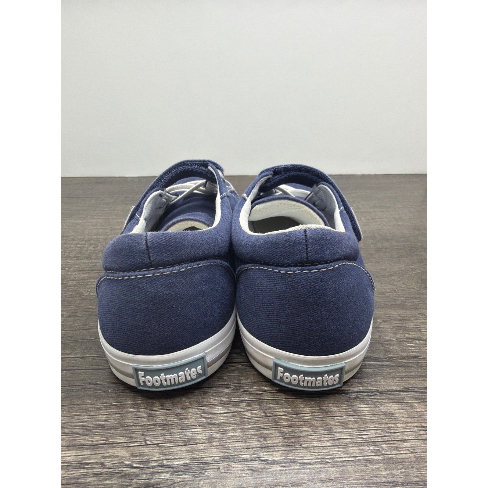 Footmates Canvas Sneakers Kids Size 1 Navy Blue Hook Loop Classic *Flawed3