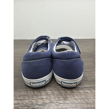 Footmates Canvas Sneakers Kids Size 1 Navy Blue Hook Loop Classic *Flawed3